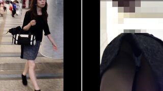 full-hd-ツイードスカの超絶美人お姉さん-生脚スカートを階段にてめくり逆さ撮りで voyeur jp 01-160526